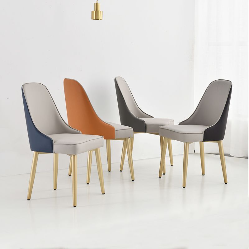 Metal de estilo nórdico que cena la tela tapizada silla sin brazos que cena la silla lateral