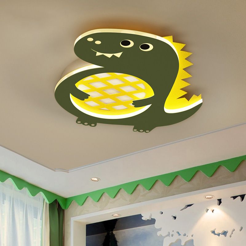 Metal Round Shade Flush Ceiling Light Kid Style 1-Light Flush Mount Fixture