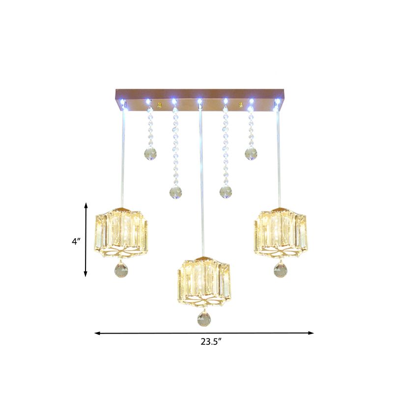 Lampada a bordo multiplo a 3 cipanti a fiore d'oro con baldacchino lineare con baldacchino lineare