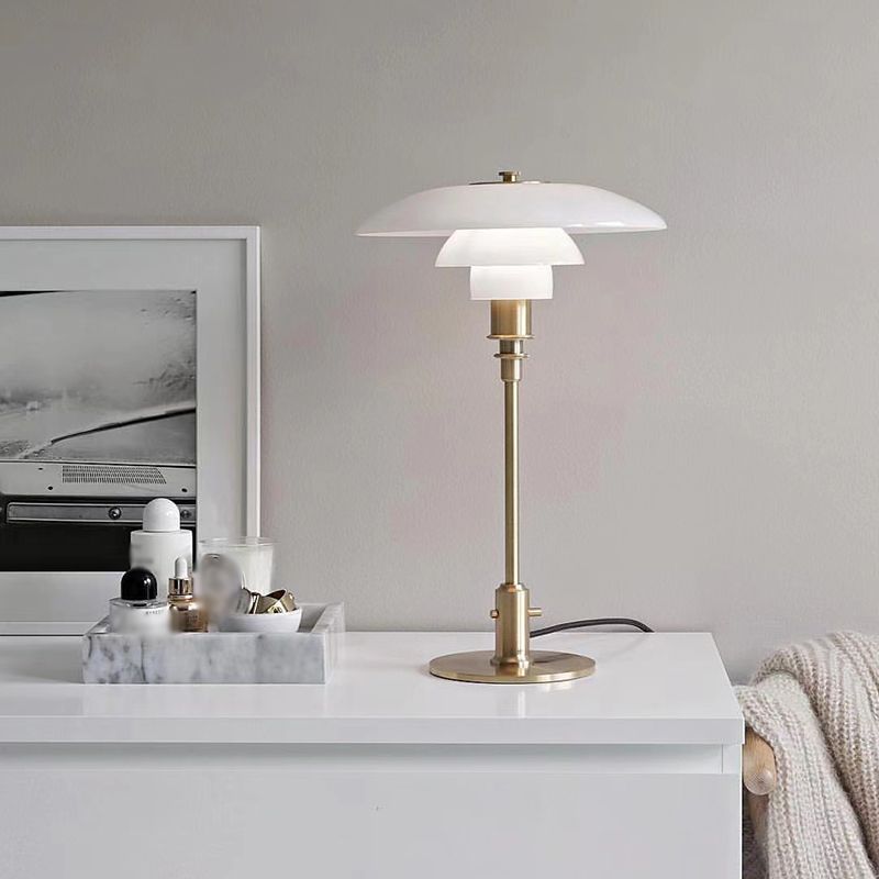 Lampada da tavolo a forma unica vetro contemporaneo 1 lampada da comodino leggero per camera da letto