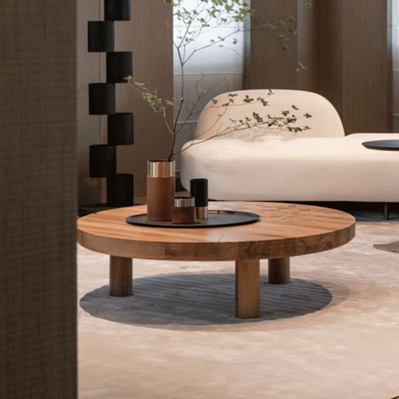 3 Legs 1 Single Coffee Table Solid Wood Brown Cocktail Table