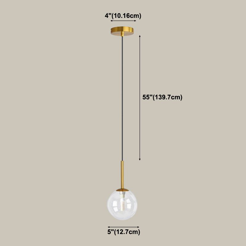 Glass Ball Pendant Lighting Fixtures Modern Style 1 Light Suspension Pendant
