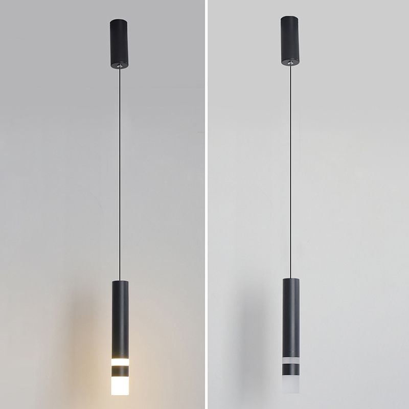 Schwarz-Finish-Rohr Anhängerlampe moderne 1-Kopf-Acryl-LED-Deckenleuchte für Schlafzimmer