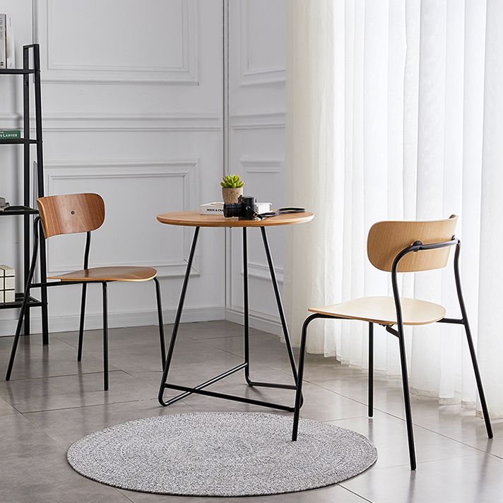 Silla de comedor interior y exterior moderna de metal, silla lateral de comedor con respaldo abierto sin brazos