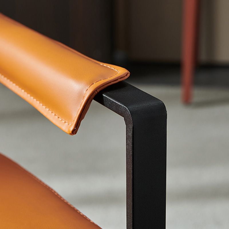 Solid Color Office Leather Arms Included with Cushion with Black Legs Armchair