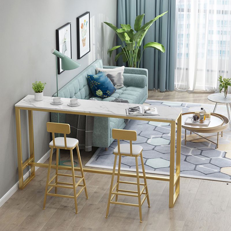 Glam Style 1/2/3 Pieces Bar Table Set Rectangle Bar Table with Metal High Stools for Home