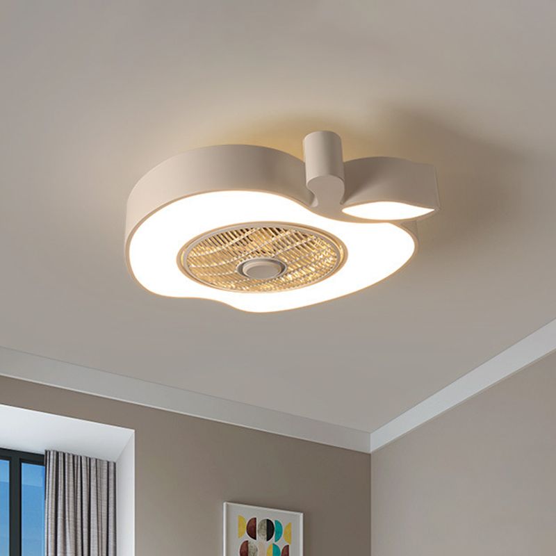 Apple Baby Room Ceiling Fan Lighting Acrylic Kids 21" Wide LED Semi Flush Mount Fixture with Front Grille in Pink/Black/White