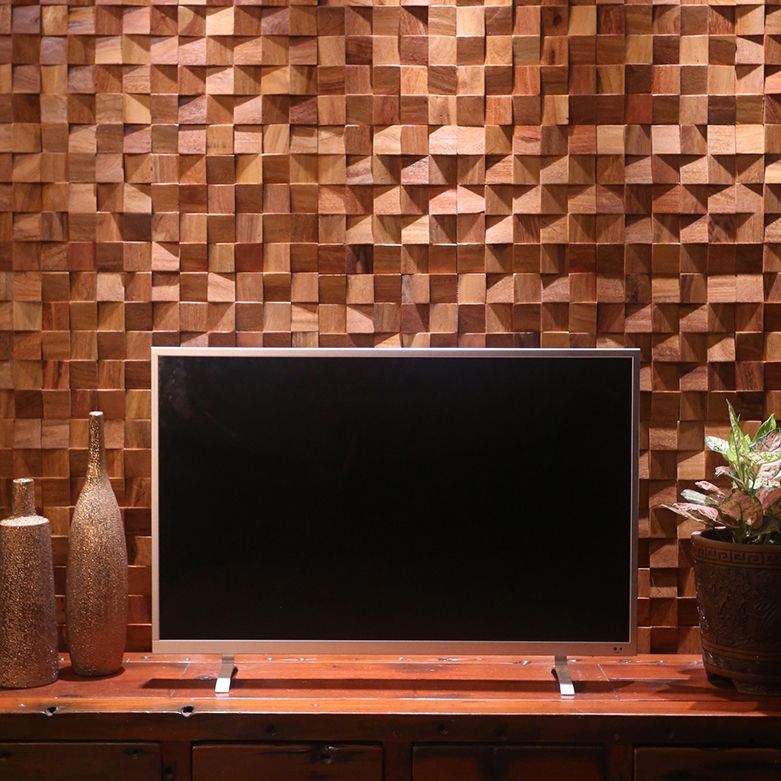 Brown Wood Wall Panel Indoor Mosaic Modern Glue Down Wall Panel