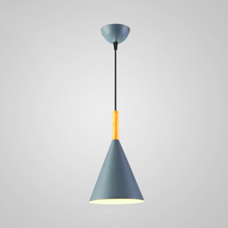 6.3 Inches Wide Mini Pendant Lamp with Metal Cone Shade Nordic Macaroon Style 1-light Hanging Light