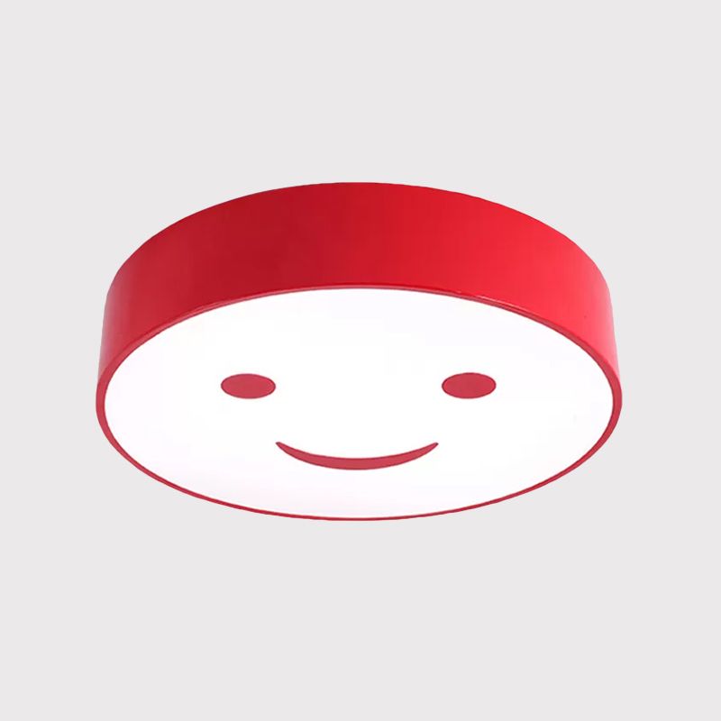 Plafonnier LED rond avec visage souriant pour enfants, en acrylique, rouge/jaune/bleu, proche du plafond, pour la maternelle