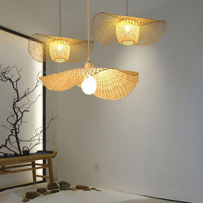 Chinese Pendant Lighting Fixtures Bamboo Hanging Light with Hanging Cord for Restaurant