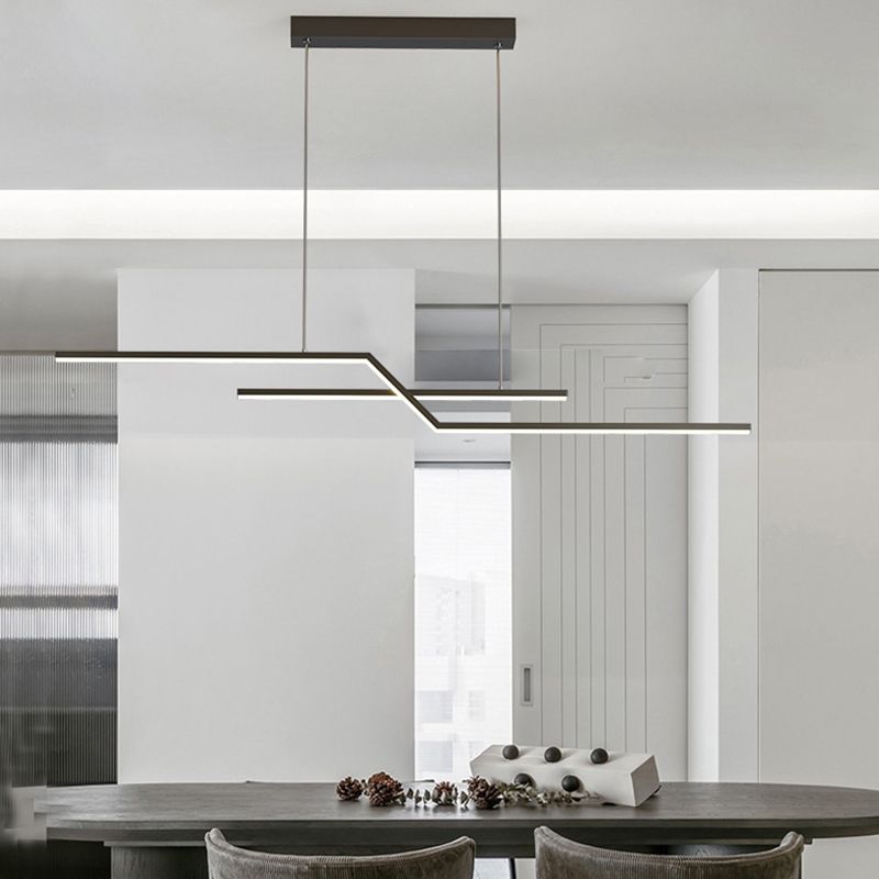 2 - Light Iron Kitchen Island Fixture LED Contemporary Ceiling Pendant