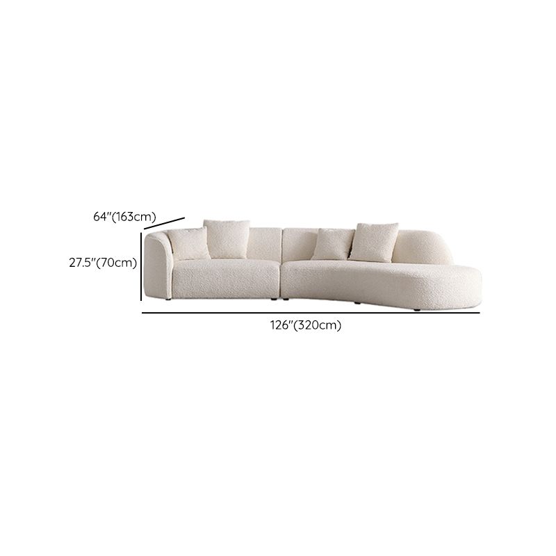 Beige Fabric Sectional Sofa Sloped Arm Sectional with Pillows