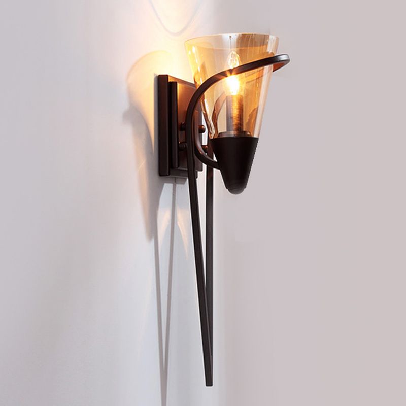 1 Light Cone Wall Mounted Light Fixture Industrial Style Glass Wall Lighting Ideas Lights
