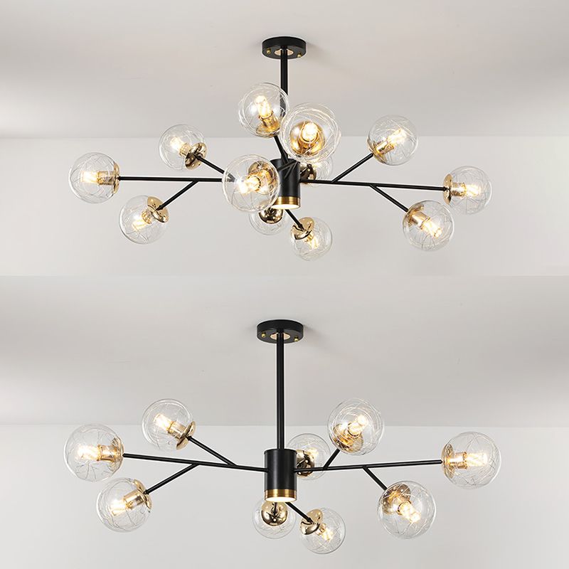 Contemporary Sphere Chandelier Lights Glass Chandelier Pendant Light in Black