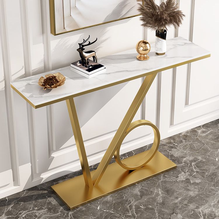 Modern 31.5" Tall Console Table Stone Abstract Base End Table for Hall