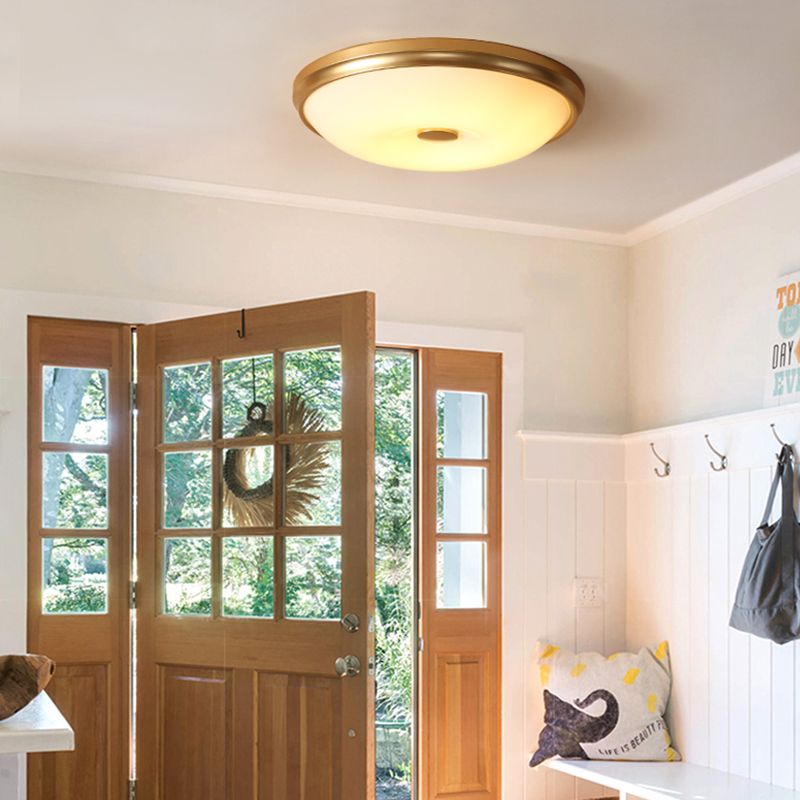 American Rustic Style Ceiling Light White Glass Dining Room Flush Mount Ceiling Lamp