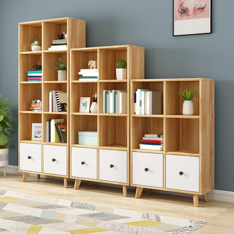 Wooden Closed Back Bookcase Standard Natural Bookshelf with Shelves