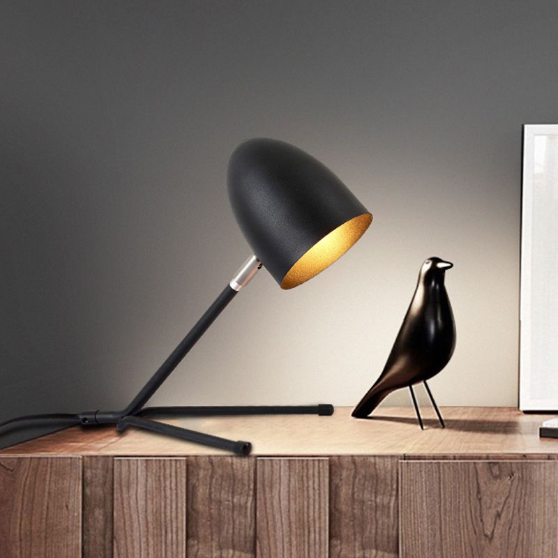 Bullet Head Rotatable Task Lighting Nordic Metal Single Silver Grey/Black Desk Lamp with Oblique Design