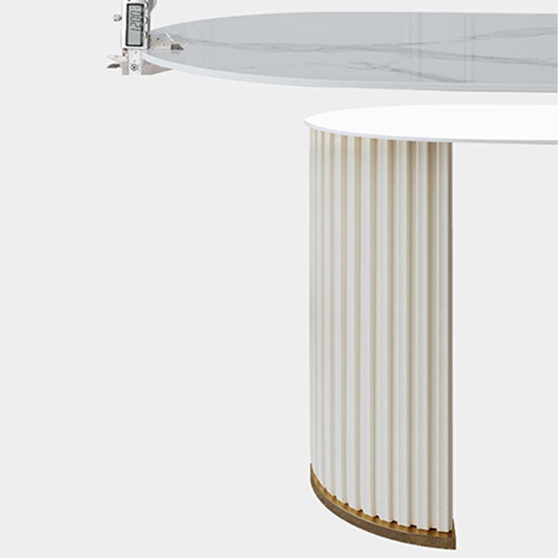 Slate and Metal Table Glam Style Simple Restaurant Oval Dining Table