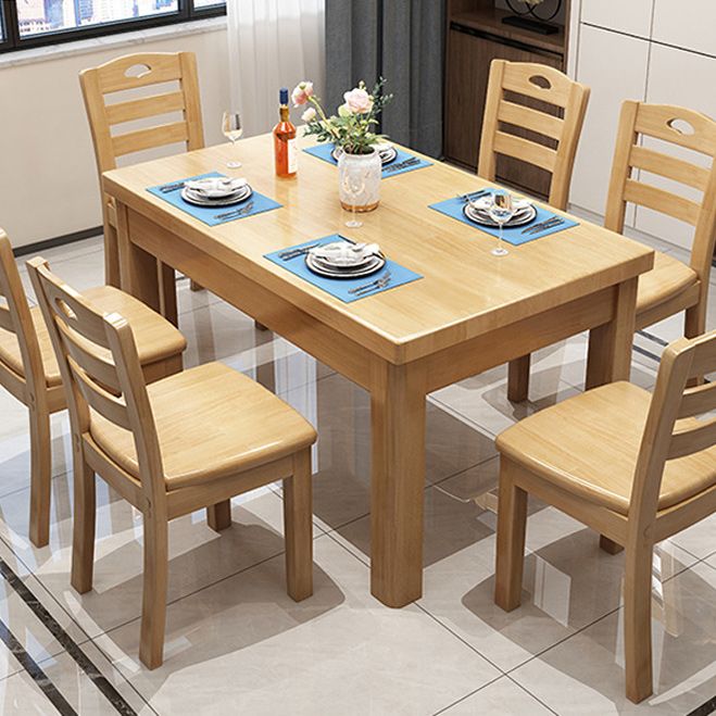 Wood Base Dining Table Contemporary Dinner Table with 4 Legs