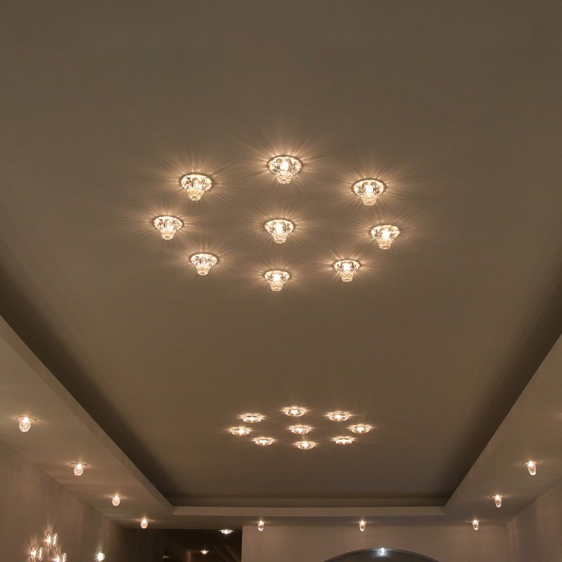 Morning Glory Clear Crystal Ceiling Lighting Modern Style LED Flush Light for Porch
