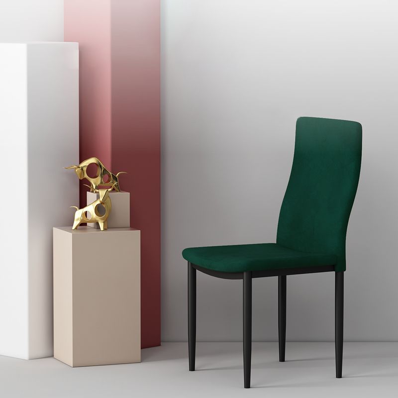Scandinavian Home Side Chair Solid Back Upholstered Metal Dining Room Chair