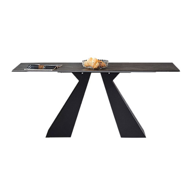 Modern Simple Dining Table Rectangle Dinner Table with Metal Base for Dining Room