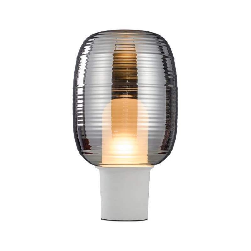 Modern Creative Drum Table Lamp Wrought Iron Desk Lamp with Glass Shade