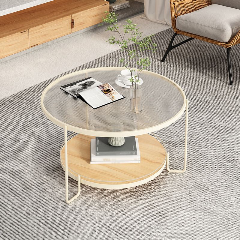 Scandinavian Round 3 Legs Coffee Table with Storage Shelf Cocktail Table