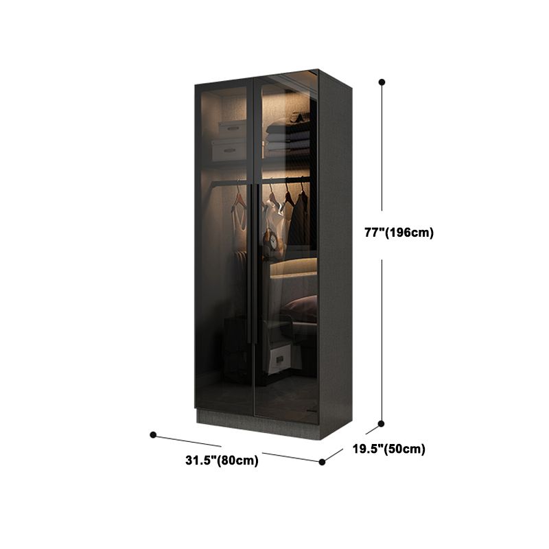 Contemporary Glass Wardrobe Soft Close Door Wardrobe Closet for Bedroom