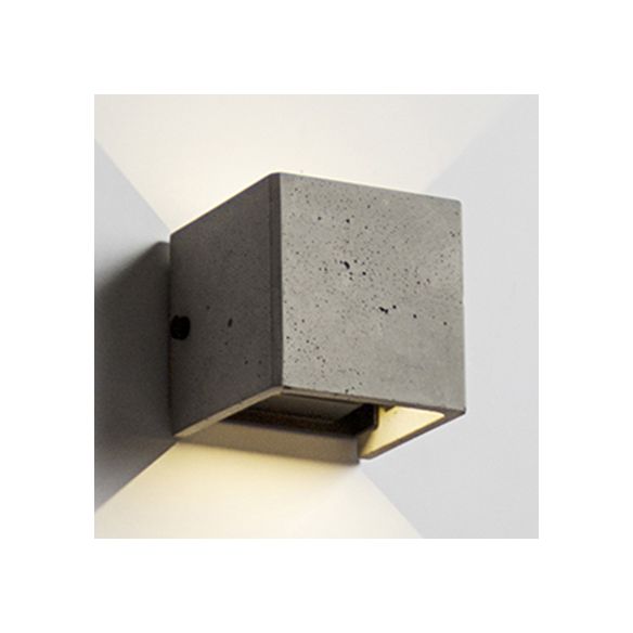 4"/8" Wide Cube Wall Light Sconce in Nordic Style Cement 1 Light Grey Wall Sconce