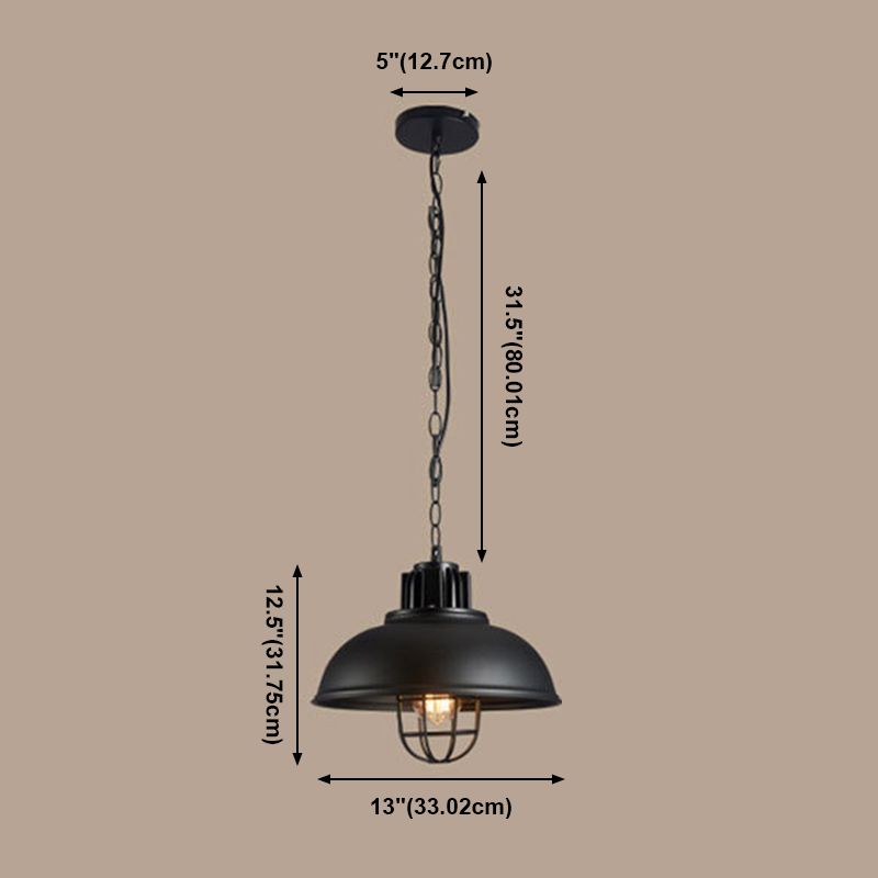 Dome-Shaped 1-Light Industrial Metal Pendant Light Hanging Ceiling Light