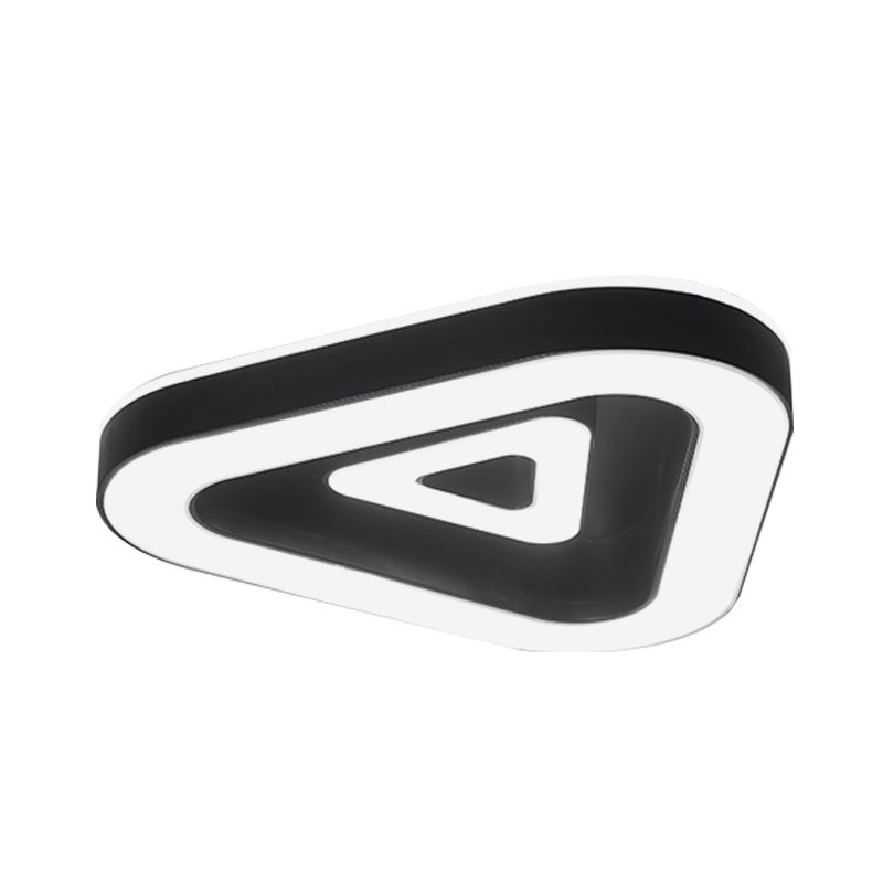Triangular Flush Mount Ceiling Fixture Contemporary Metal 18"/21.5" Wide Black/White LED Flush Light for Bedroom