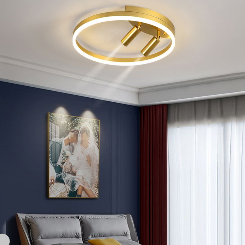Circular Ceiling Light Fixture Modern Style Metal LED Bedroom Ceiling Fixture