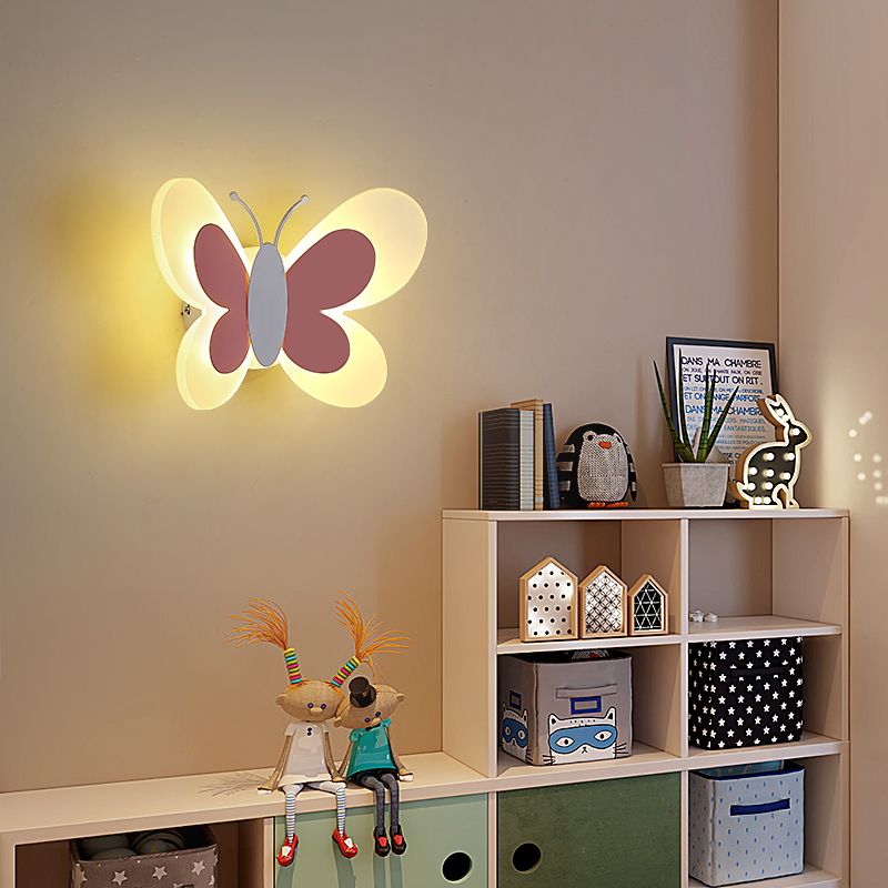 1 Light Butterfly Wall Sconce Modern Style Metal Wall Lighting for Bedroom