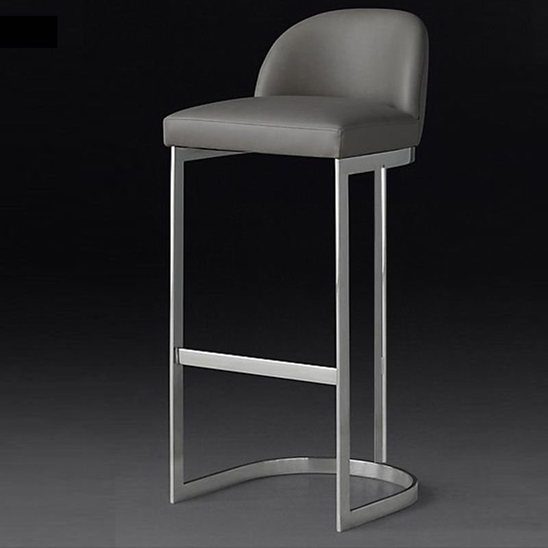 Glam Faux Leather Bar Stool Footrest Counter-height Stool for Dining Room