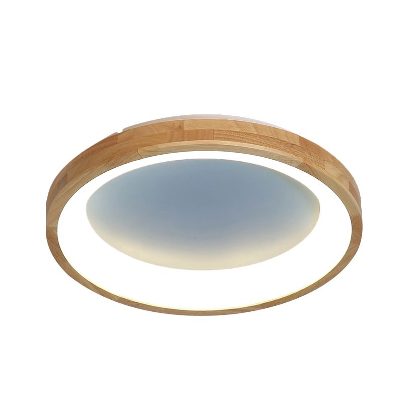 12"/16"/19.5" Wide Dented Circular LED Flush-mount Light Nordic Style Wood and Acrylic Ceiling Light for Hallway