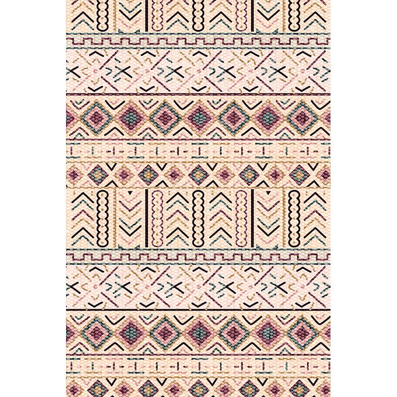 Multicolor Bohemian Area Carpet Polyester Tribal Classicism Indoor Rug Anti-Slip Backing Carpet for Living Room