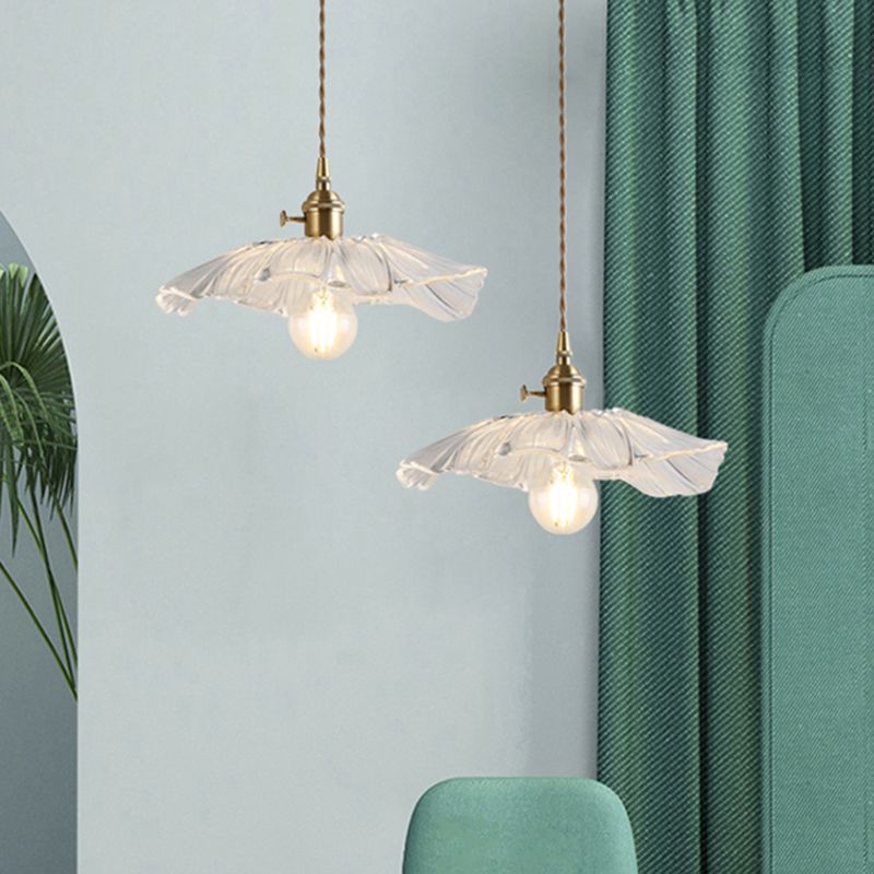Flower Shape Shade Ceiling Pendant Lamp Vintage Industrial Clear Glass Hanging Light