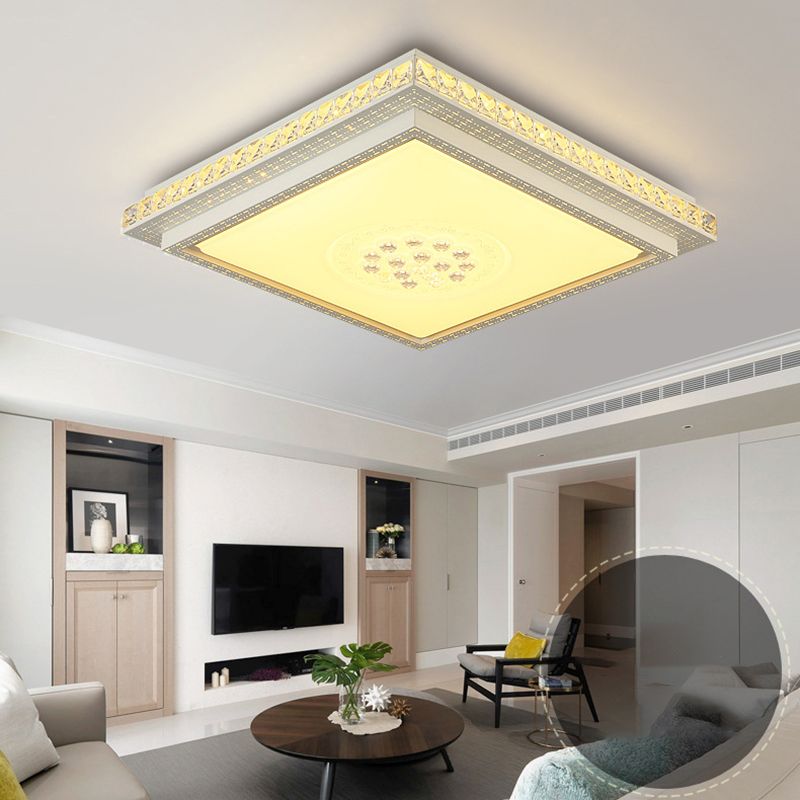 Lámpara de techo empotrada geométrica para sala de estar, lámpara empotrada simple LED de cristal en blanco