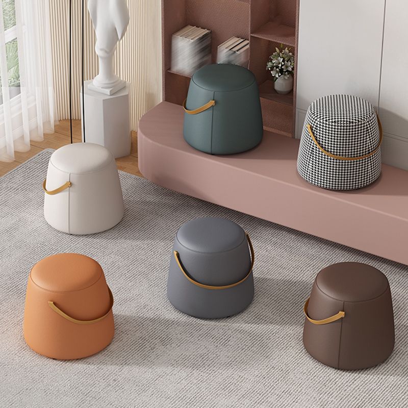 Portable Pouf Pure Color Cylinder Shape Modern Fabric Stain Resistant Pouf Ottoman