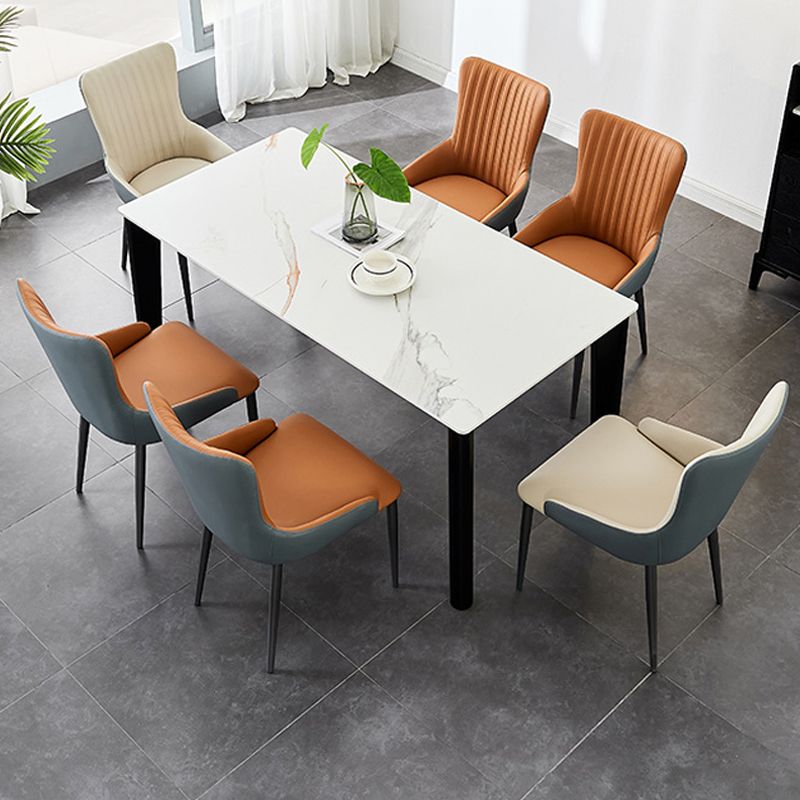 Industrial Arm Chair Solid Back Metal Dining Room Chair for Dining Room