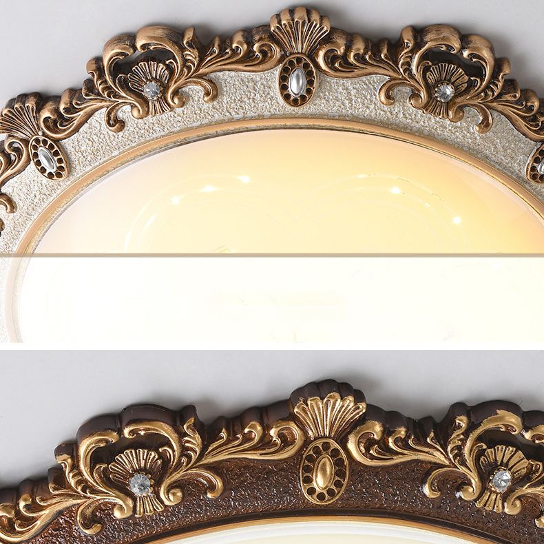 Lámpara LED retro tradicional de estilo simple, lámpara de montaje empotrado con pantalla de vidrio para sala de estar