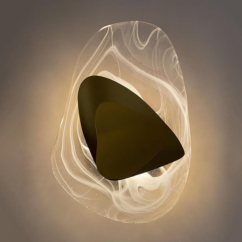 Contemporary Irregular Wall Light with Glass Shade for Living Room