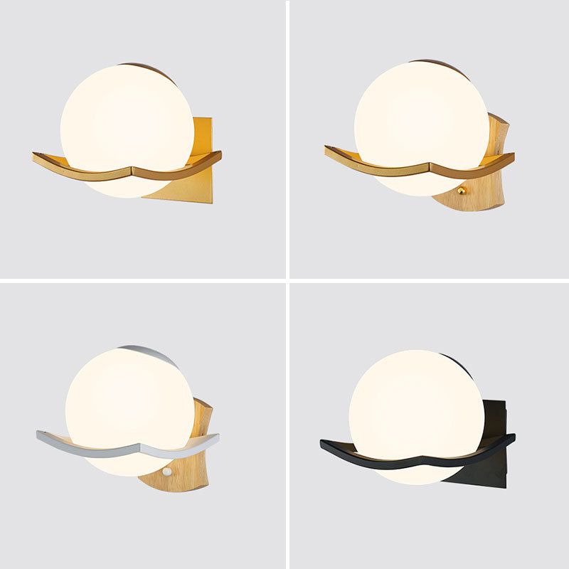 1 Lichtmilch weiße Glaskugel Wandlampe Nordischer Stil Einfachheit Nacht Beleuchtung für Schlafzimmer