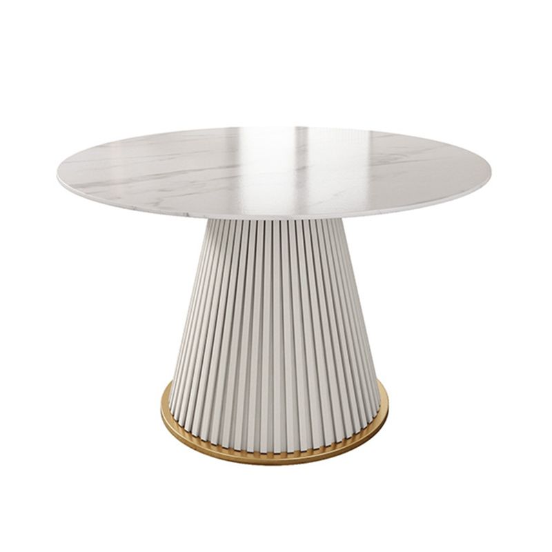 Traditional Luxury Dining Table Round Sintered Stone Pedestal Dining Table