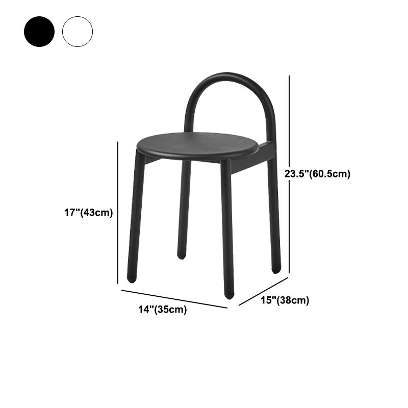 Modern Circular Wood Top Barstool Metal 4 Legs Bar Stool for Living Room