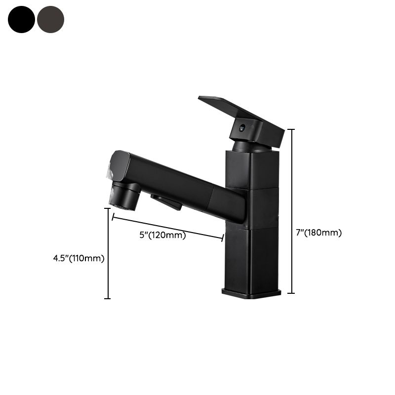 Modern Bathroom Vessel Faucet Swivel Spout Single Handle Faucet with Pull down Sprayer
