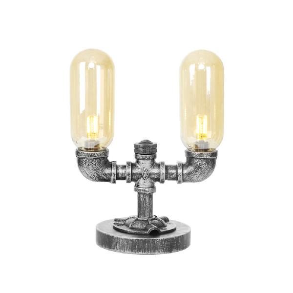 Luz de mesa de sombra de cápsula industrial 1/2 bombillas Amber/lámpara de noche de vidrio transparente con/sin agua Toque Deco para sala de estar